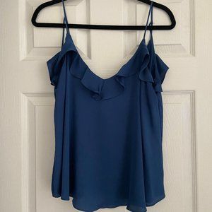 Lost + Wander - Navy Ruffle Spaghetti strap top - Size Large